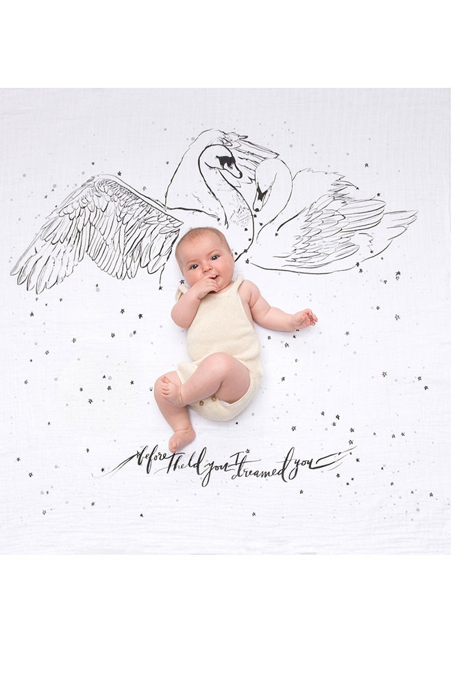 Baby Jives Co Organic Cotton Swaddle (Swans) Baby Jives Co Organic Cotton Swaddle (Swans)