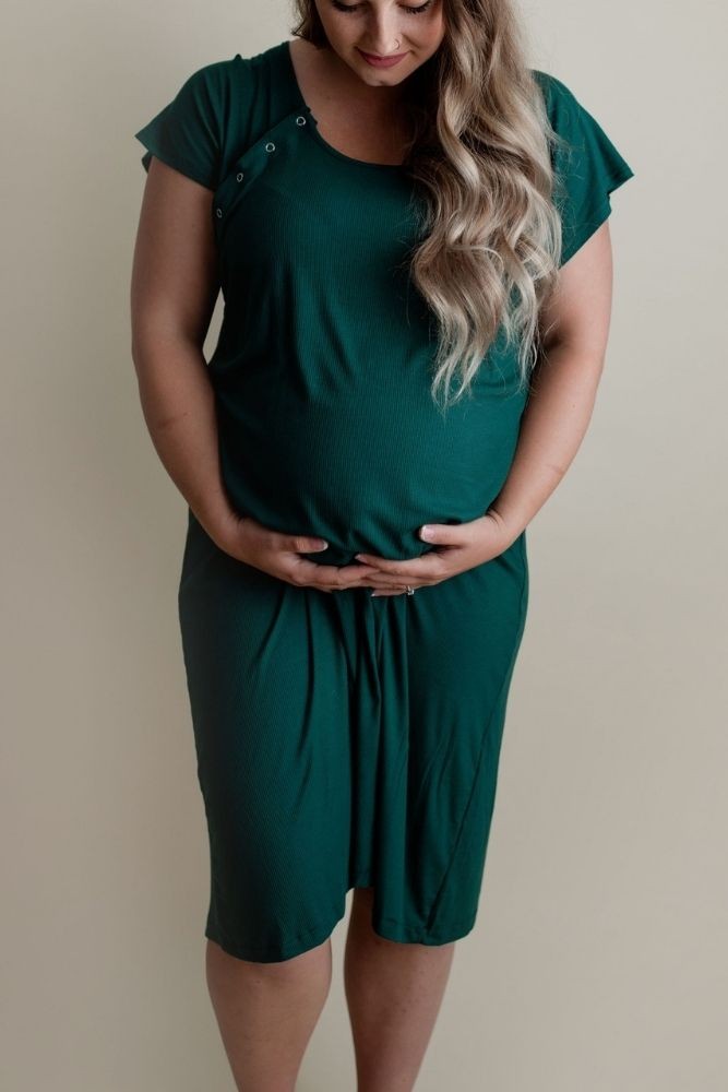 Three Little Tots Mommy Labor & Delivery Nursing Gown (Forest Ribbed) Three Little Tots Mommy Labor & Delivery Nursing Gown (Forest Ribbed)