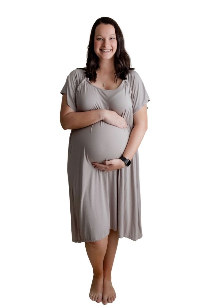 Three Little Tots Mommy Labor & Delivery Nursing Gown (Harbor Mist)