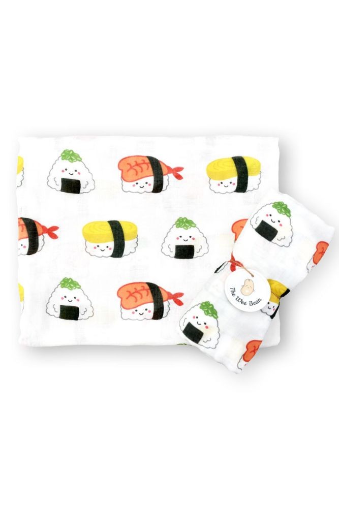 The Wee Bean Softest Bamboo Organic Cotton Blend Baby Swaddle (Sushi)