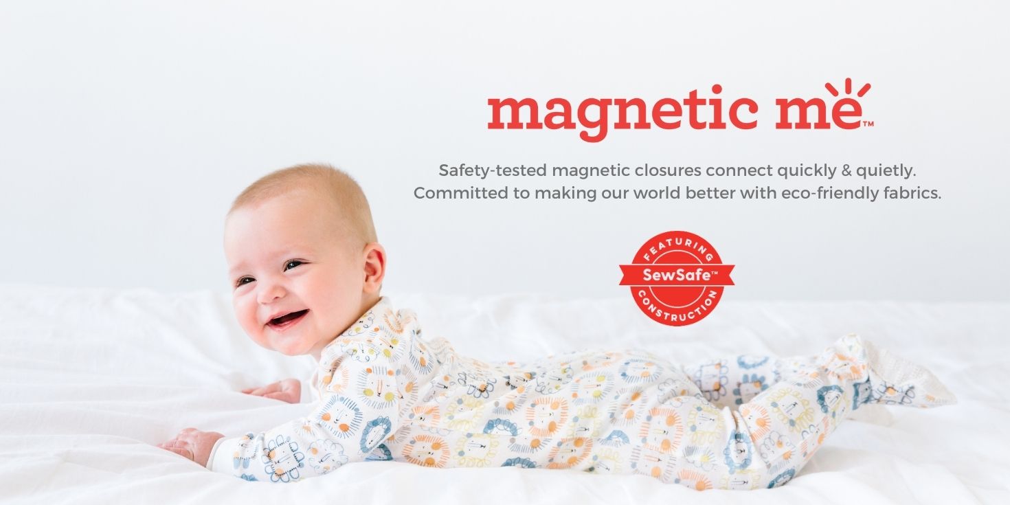 Magnetic Me Unisex Buttery Soft Modal Baby Footie Magnet Close Footed Sleeper Pajamas