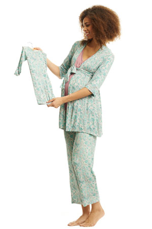 5 Piece Maternity and Nursing PJ Pant Set for Mom and Baby 