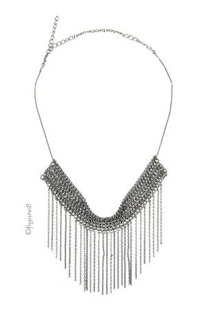 Abigail Dark Silver Fringe Choker Necklace (Dark Silver)