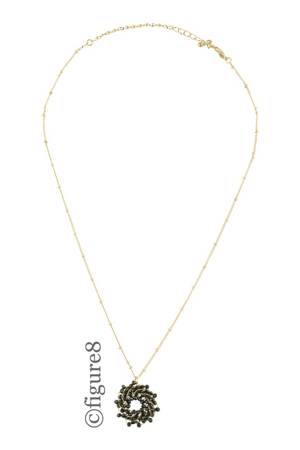 Black Swirl Necklace (Black w/ Gold Chain)