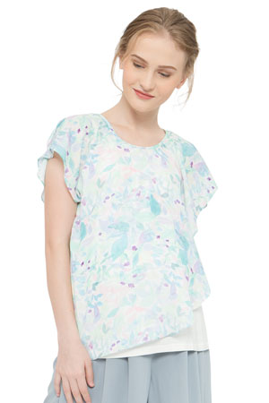 Clancy Chiffon Overlap Maternity & Nursing Top (Water Print)