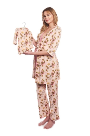 Analise 5-Piece Mom and Baby Maternity and Nursing PJ Set (Camelia)