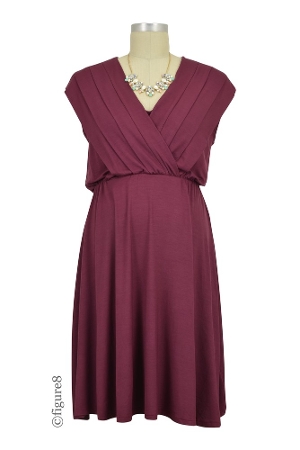 Sophie & Eve Lila Pleat Front Drop Waist Nursing Dress (Sangria)