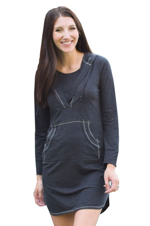 Sophie & Eve Lightweight Hoodie Lounge Nightdress (Dark Heather Grey) by Sophie & Eve