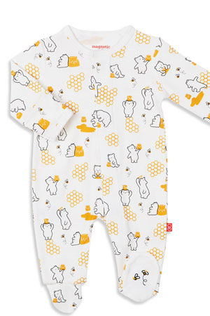 Magnetic Me™ 100% Organic Cotton Magnetic Baby Footie (Honey Bee Mine)