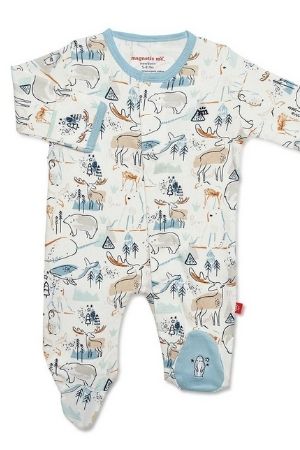 Magnetic Me Organic Cotton Baby Footie - Magnetic Closure Pajamas For Easy Dressing