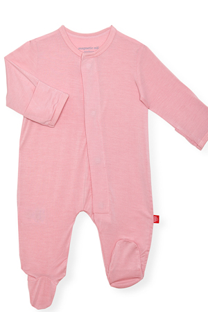 Magnetic Me™ Modal Magnetic Baby Footie (Solid Dusty Rose)