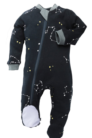 ZippyJamz Organic Baby Footed Sleeper Pajamas w. Inseam Zipper for Easy Changing (Galaxy Love Navy) by ZippyJamz