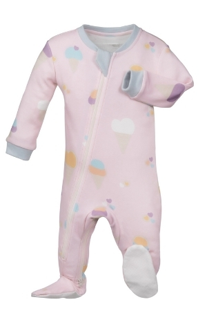 ZippyJamz Organic Baby Footed Sleeper Pajamas w. Inseam Zipper for Easy Changing (Sweet Scoops) by ZippyJamz