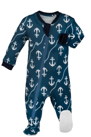 ZippyJamz Organic Baby Footed Sleeper Pajamas w. Inseam Zipper for Easy Changing (Baby Matey) by ZippyJamz