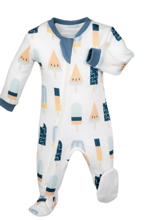 ZippyJamz Organic Baby Footed Sleeper Pajamas w. Inseam Zipper for Easy Changing (Anything is Popscicle) by ZippyJamz