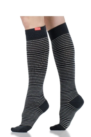 Vim & Vigr 15-20 mmHg Compression Socks - Cotton (Pinstripe Charcoal & White) by Vim & Vigr