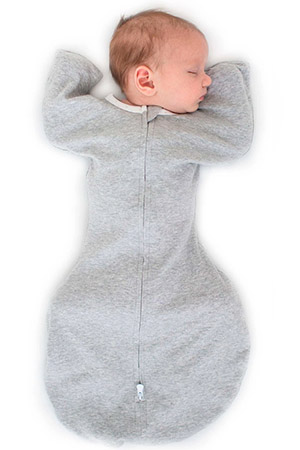 SwaddleDesigns Transitional Swaddle Sack (Solid Heather Gray with Polka Dot Trim) by SwaddleDesigns