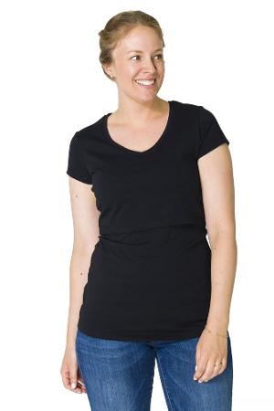 Christine Cotton V-Neck Nursing Tee (Black)
