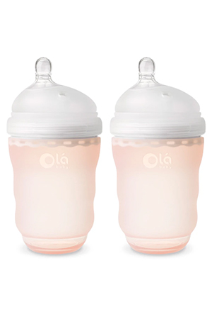 Olababy Gentle Bottle Silicone Baby Bottle 8 oz - 2 Pack (Coral) by Olababy