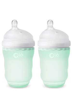 Olababy Gentle Bottle Silicone Baby Bottle 8 oz - 2 Pack (Mint) by Olababy