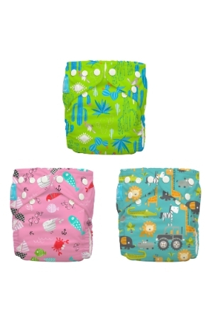 Charlie Banana® Organic One Size Reusable Diapers - 3 pack (Florida Safari Pink)