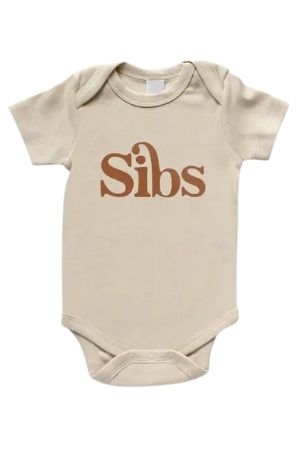 Gladfolk Sibs Organic Baby Bodysuit (Natural & Camel) by Gladfolk
