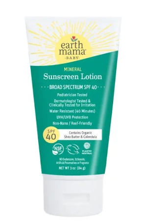 Earth Mama Organics Baby Mineral Sunscreen Lotion - SPF 40 3oz / 84g