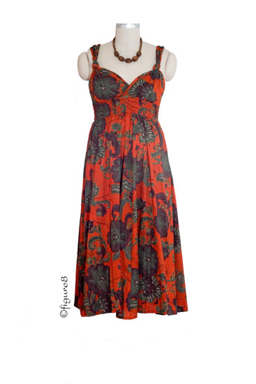 Moroccan Print Roxy Maternity Dress (Tangerine)