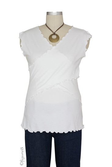 Flutter Cross Front Nursing Top (sleeveless) (White)