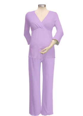 3/4 Sleeve Wrap Nursing PJ Set (Lavender)