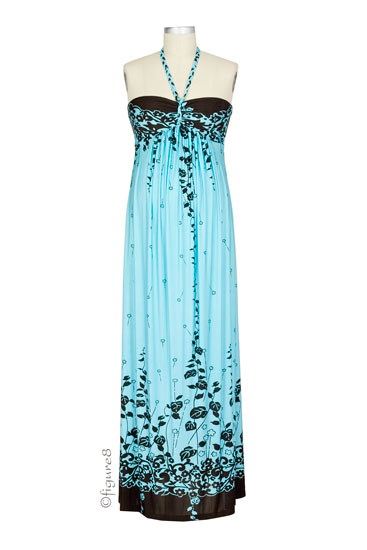 Bree Maxi Maternity Dress (Turquoise/Dark Brown)