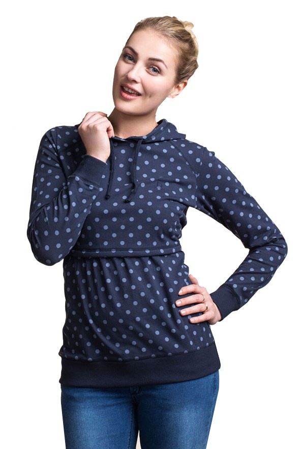 Boob B-Warmer Organic Knitted Nursing Hoodie - Limited Edition (Blue Dot)