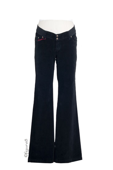 Elly B. Corduroy Maternity Bootleg Pants (Black)