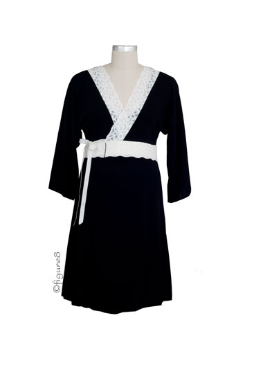 Belabumbum Lotus 3/4 Sleeve Kimono Robe (Black/Pearl)