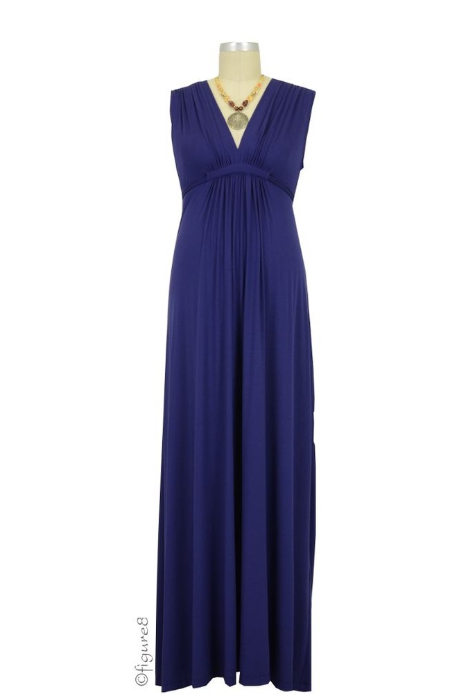 Lucy Sleeveless Maxi Maternity Gown (Persian Blue)
