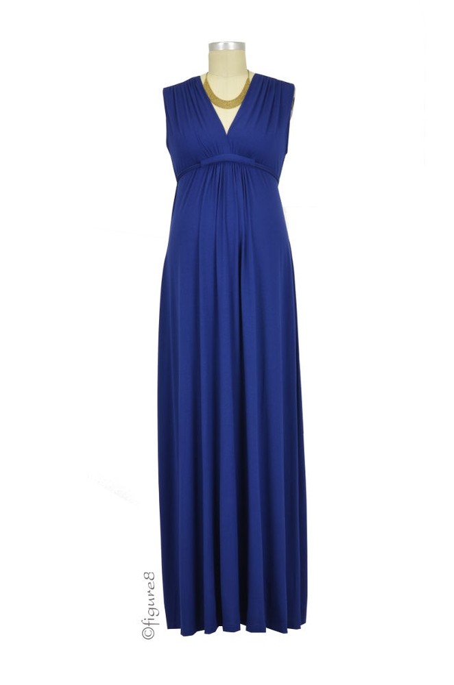 Lucy Sleeveless Maxi Maternity Gown (True Blue)