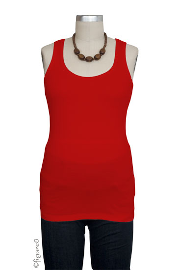 Basic Ribbed Cotton Maternity Tank (Red)