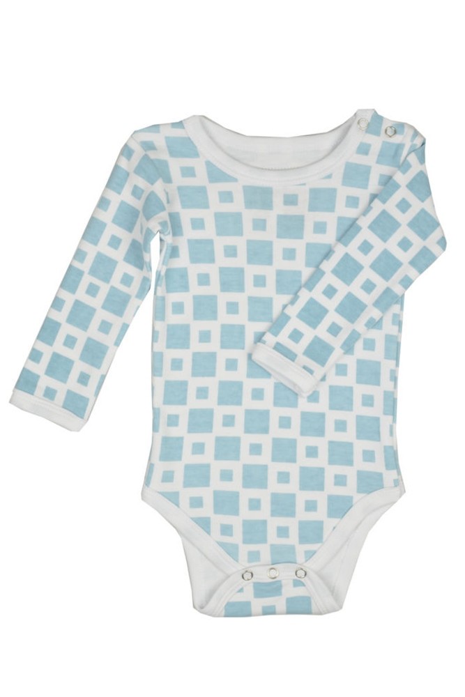 L'ovedbaby Long-Sleeve Baby Boy Bodysuit (Blue Tile)