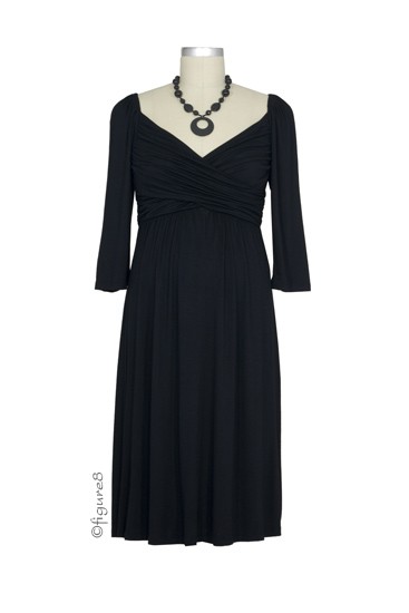 Penelope Cross Sheared Nursing Dress (Black)