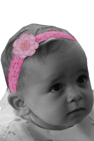 Angelina Baby Girl Stretch Headband (Dark Pink with Pink)