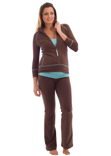 Olian 3-Pc Cotton Spandex Nursing Activewear Set (Brown/Turquoise)