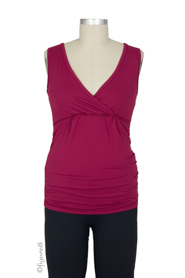 Supplex® Powerstretch Maternity Activewear Top (Cranberry)