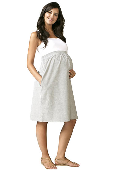 Maternal America Empire Seersucker Maternity Dress (White & Grey)