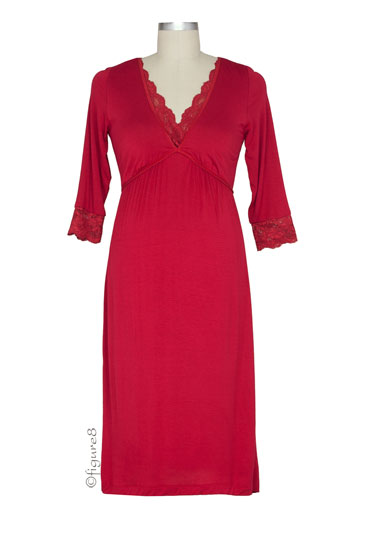 D&A Embrace Lace-Edged Nursing Gown (Red)