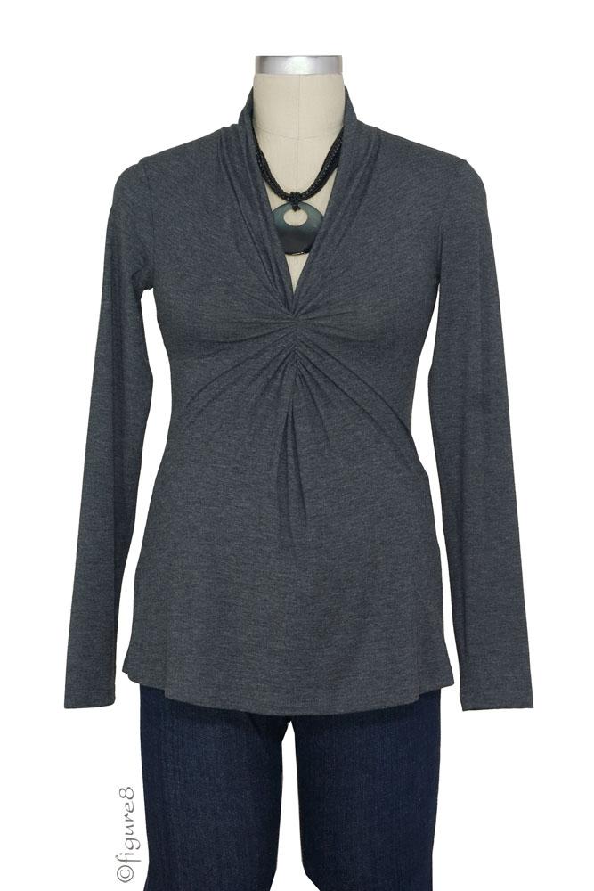 Lucy Twist Front Maternity Top (Charcoal)