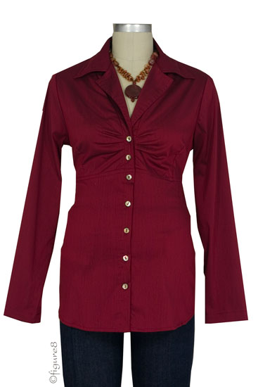 Japanese Weekend Classic Maternity Blouse (Burgundy)