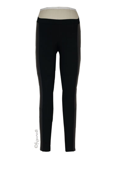 Elle Pleather Knit Maternity Leggings (Black)