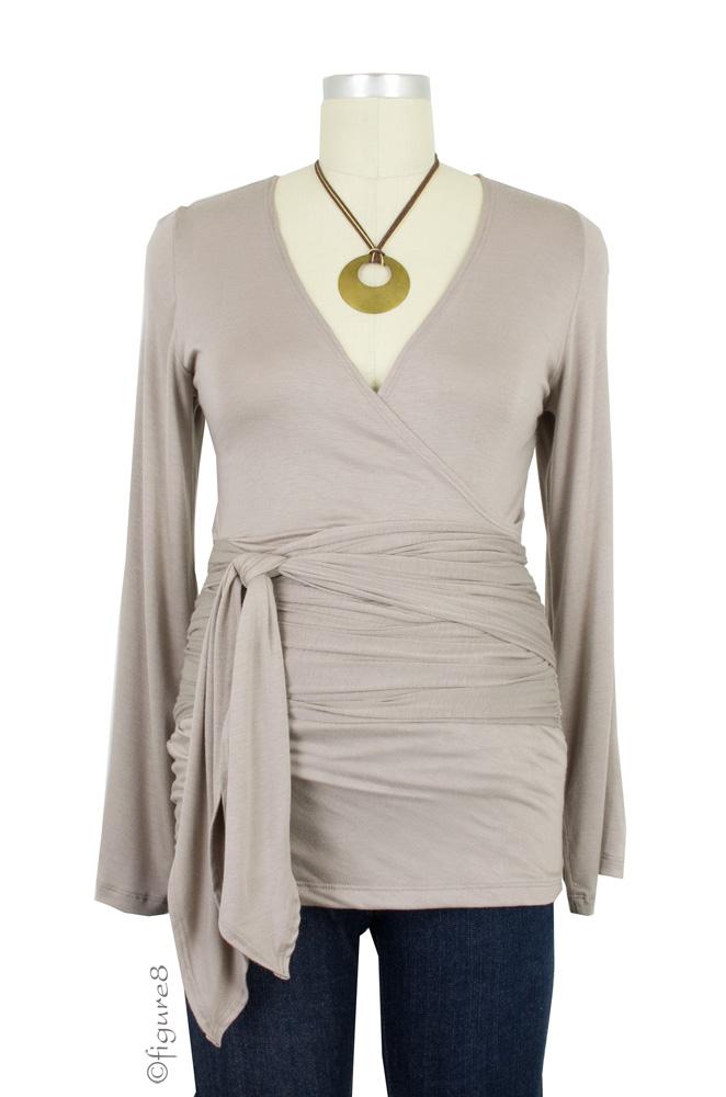 The Bella Wrap Around Maternity Top (Taupe)
