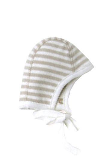 Organic Reversible Pilot Baby Hat (Stripes/Animal Print)