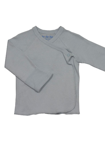 Long Sleeve Side Snap Organic Baby Undershirt (Ice Blue)